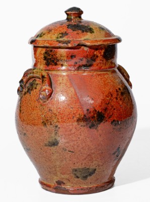 Fine American Redware Lidded Jar