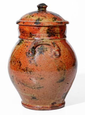 Fine American Redware Lidded Jar