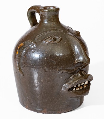 Attributed Brown Pottery Stoneware Face Jug