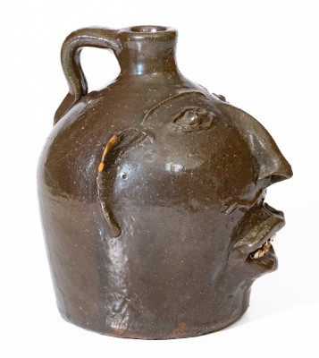 Attributed Brown Pottery Stoneware Face Jug