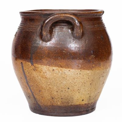 Exceptional Small-Sized BOSTON Squat Stoneware Jar by Frederick Carpenter, early 19th century