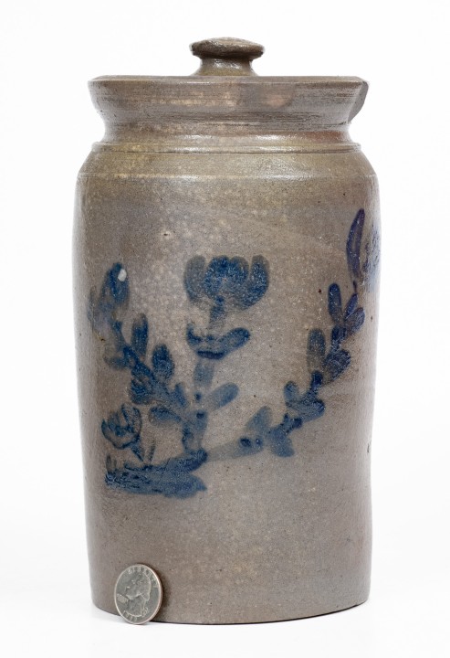 Fine Lidded Stoneware Jar with Floral Decoration att. C. F. Decker, Chuckey Valley, TN