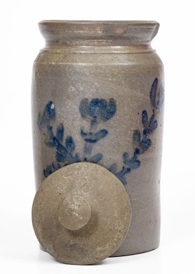 Fine Lidded Stoneware Jar with Floral Decoration att. C. F. Decker, Chuckey Valley, TN