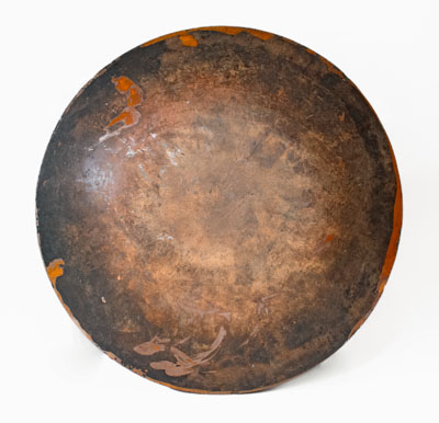 Rare and Fine Redware Charger w/ Copper Slip Decoration, Norwalk, CT or Poughkeepsie, NY