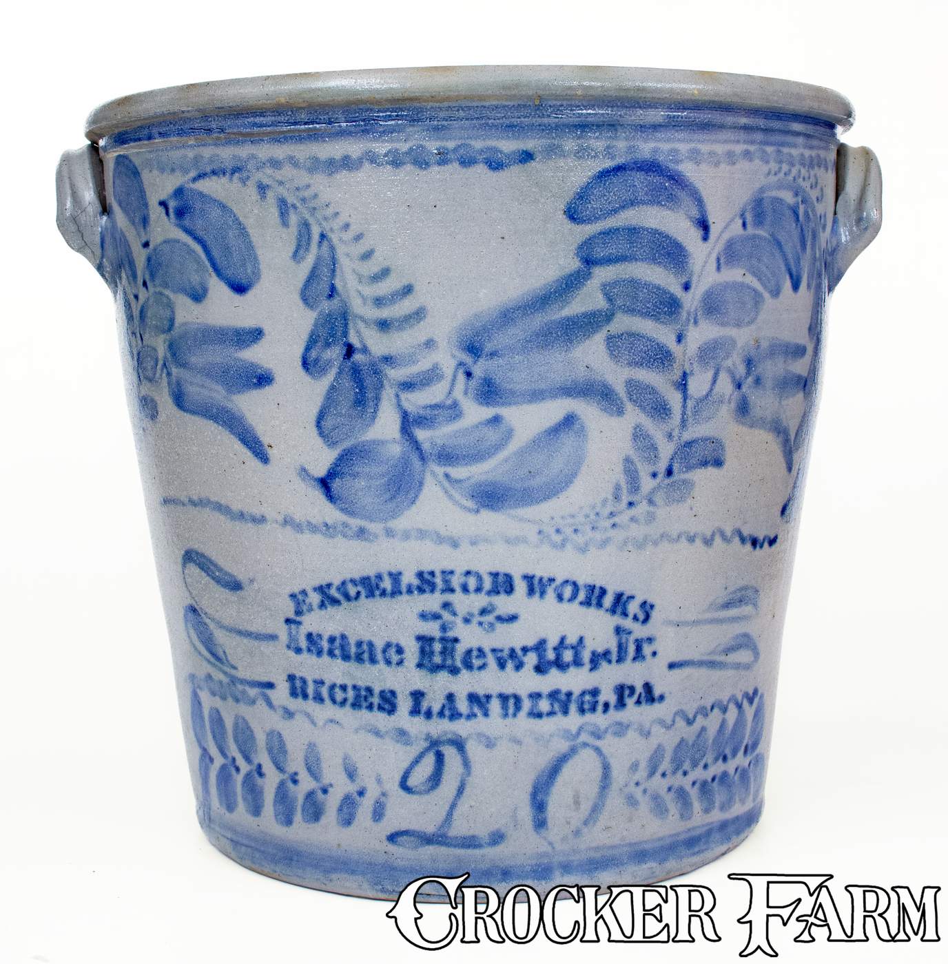 Outstanding and Important Isaac Hewitt, Jr. / Rices Landing, PA Monumental 20 Gal. Stoneware Jar