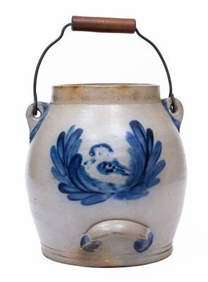 Extremely Rare COWDEN & WILCOX / HARRISBURG, PA Stoneware Batter Pail w/ Bird-in-Wreath
