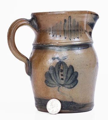 Rare Small-Sized attrib. A.P. Donaghho, Parkersburg, WV Stoneware Pitcher w/ Elaborate Decoration