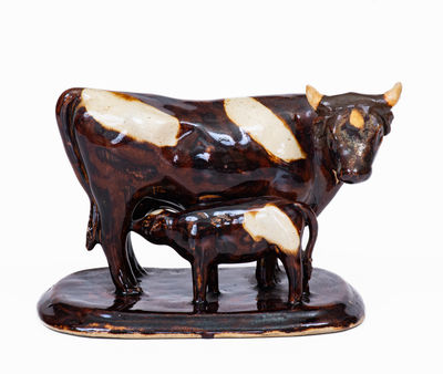 Stoneware Cow Figural Group, Monmouth, IL or Red Wing, MN