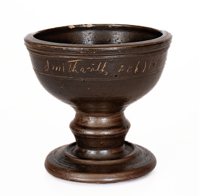 Extremely Rare Dunn Pottery, Smithville, TN Stoneware Presentation Compote: 1889 / Miss Dunn