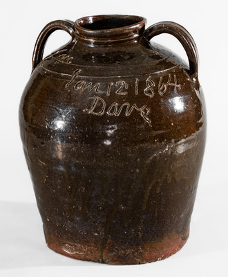 Exceedingly Rare and Important Lm / Jan 12 1864 / Dave Stoneware Jar, David Drake, Edgefield Dist, SC