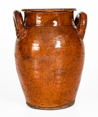 Rare Eastern Tennessee Redware Open-Handled Jar, probably Grainger County
