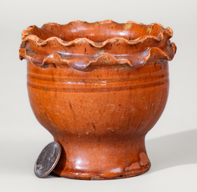 Diminutive Chester County, Pennsylvania Redware Flowerpot, possibly Vickers Family