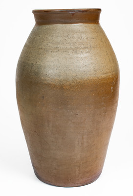 Very Rare Middle Tennessee Salt-Glazed Stoneware Churn w/ Incised Poem