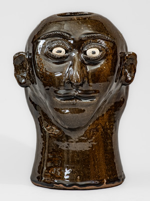 Very Rare Lanier Meaders Stoneware Face Wig Stand, Cleveland, GA, c1970s-80s