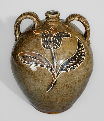 Exceptional C Rhodes / Maker, Collin Rhodes, Edgefield District, SC Four-Gallon Double-Handled Stoneware Jug