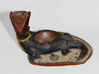 Exceptional Large-Sized Sewer Tile Figure of an Alligator: Miss Bessie Mae Heath / Make by S.L. Williams