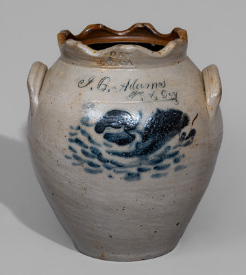 Exceedingly Rare and Important John Quincy Adams Stoneware Jar by Wm. A. Gay, Utica, NY, c1828