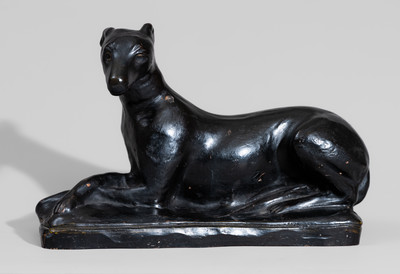 Very Rare and Important Solomon Bell / Winchester, Virginia Redware Figure of a Whippet