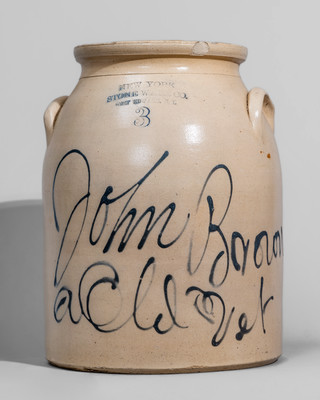 Historically Significant John Brown / a Old Vet Stoneware Jar by New York Stoneware Co.