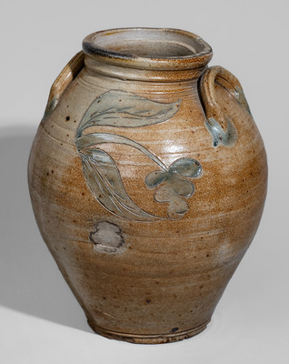 Attrib. Bissett Family, Old Bridge, New Jersey Stoneware Jar w/ Incised Floral Decoration