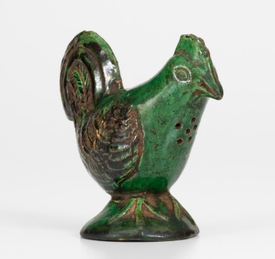 Rare and Fine Moravian Redware Chicken Caster, Salem, NC, early 19th century
