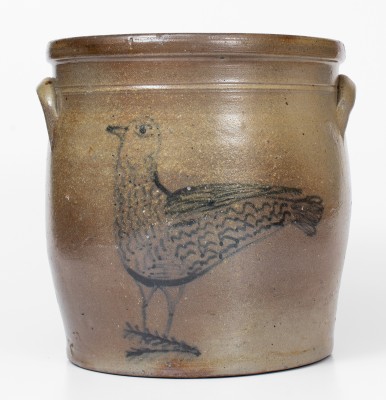 Exceedingly Rare SAM L. I. IRVINE / NEWVILLE, PA Stoneware Jar with Elaborate Bird Decorations