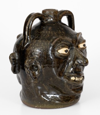 Important Lanier Meaders Double Face Jug, Used as a Centerpiece at George H. W. Bush Campaign Stop