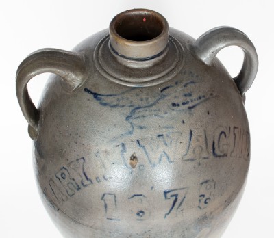 Important and Unique 30-Gallon Western PA Presentation Cooler w/ Stenciled Heron-and-Fern Motifs, 1878
