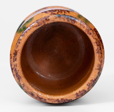 Exceptional Diminutive J. BELL (John Bell, Waynesboro, PA) Redware Jar, circa 1840