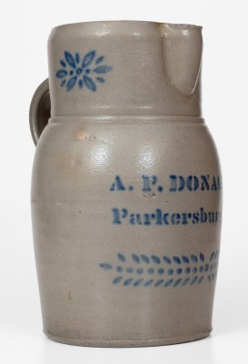 One-Gallon A.P. DONAGHHO / Parkersburg, W. Va. Cobalt-Decorated Stoneware Pitcher
