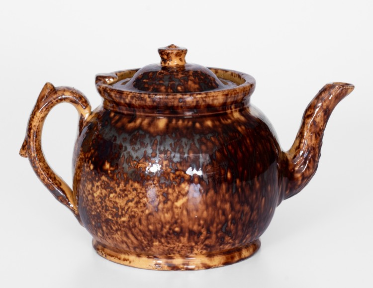 Extremely Rare JOHN BELL / WAYNESBORO Glazed Redware Teapot, 1850-80