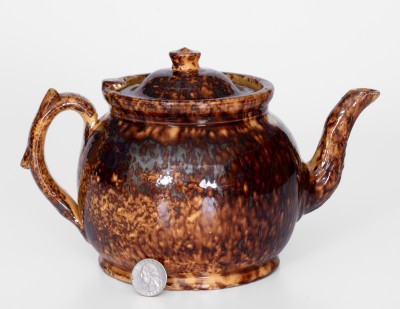 Extremely Rare JOHN BELL / WAYNESBORO Glazed Redware Teapot, 1850-80