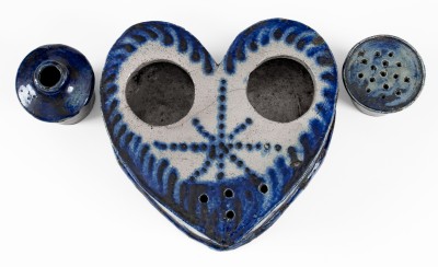 Exceedingly Rare and Important Heart-Shaped Stoneware Inkstand, Baltimore, MD, c1840