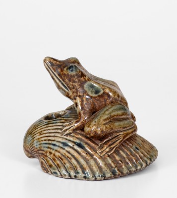 Rare Anna Pottery / 1881 Stoneware Frog Inkwell