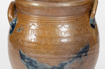 Rare LIBERTY FOREVER,Warne & Letts (South Amboy, NJ) Stoneware Jar w/ Important Provenance