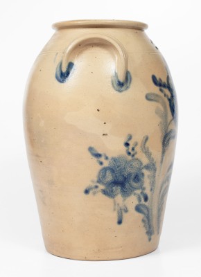 Very Fine 3 Gal. T. H. WILLSON / HARRISBURG, PA Stoneware Jar w/ Elaborate Floral Decoration