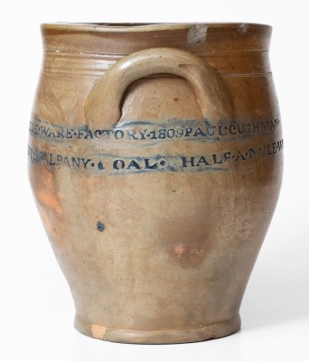 Very Rare PAUL CUSHMAN / 1809 Stoneware Crock with Two-Line 