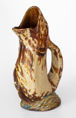 Rare Stoneware Fish Pitcher attrib. Texarkana Pottery (Jacob Bachley, Texarkana, AR)