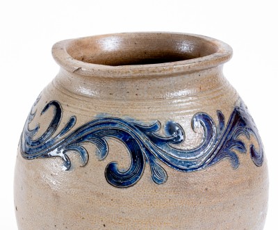 Exceptional New York City Stoneware Jar w/ Elaborate Incised Vine Decoration, circa 1790