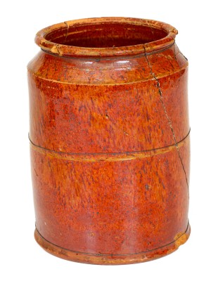 Exceedingly Rare and Important Redware Jar: 