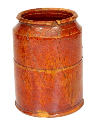 Exceedingly Rare and Important Redware Jar: 