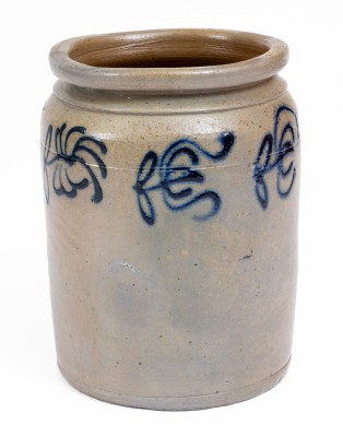 Fine B. C. MILBURN, Alexandria, VA 1/2 Gal. Stoneware Jar w/ Floral Decoration