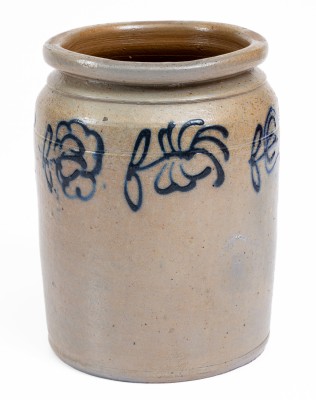 Fine B. C. MILBURN, Alexandria, VA 1/2 Gal. Stoneware Jar w/ Floral Decoration