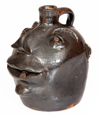 Exceptional Stoneware Cigar-Smoking Face Jug, probably Brown Family, Atlanta