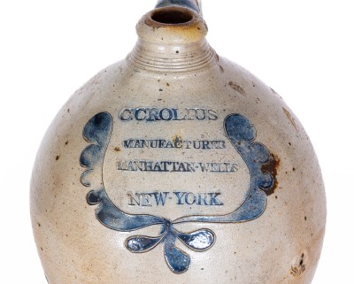 Fine C. CROLIUS / MANUFACTURER / MANHATTAN-WELLS / NEW-YORK Incised Stoneware Jug