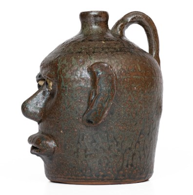 Fine Early-Period Lanier Meaders Face Jug, Cleveland, Georgia, circa 1970