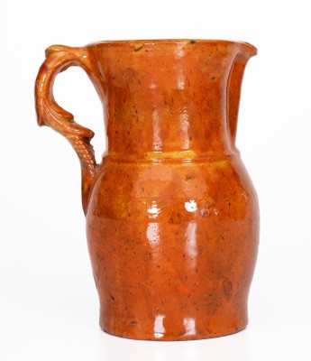 Rare SOLOMON BELL / STRASBURG / Va Redware Pitcher, circa 1875