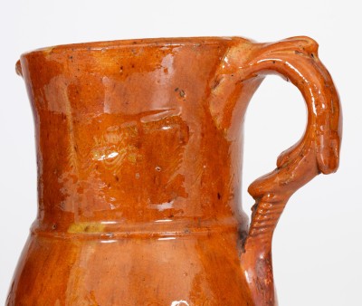 Rare SOLOMON BELL / STRASBURG / Va Redware Pitcher, circa 1875