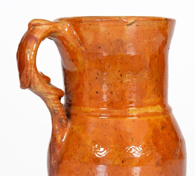 Rare SOLOMON BELL / STRASBURG / Va Redware Pitcher, circa 1875