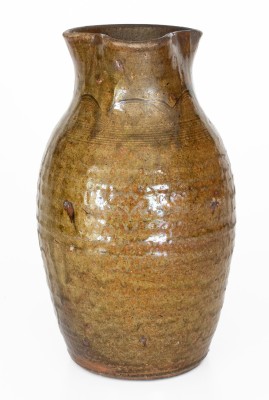 Rare Alkaline-Glazed Stoneware Pitcher attrib. Thomas Owenby, Union District, SC, circa 1860